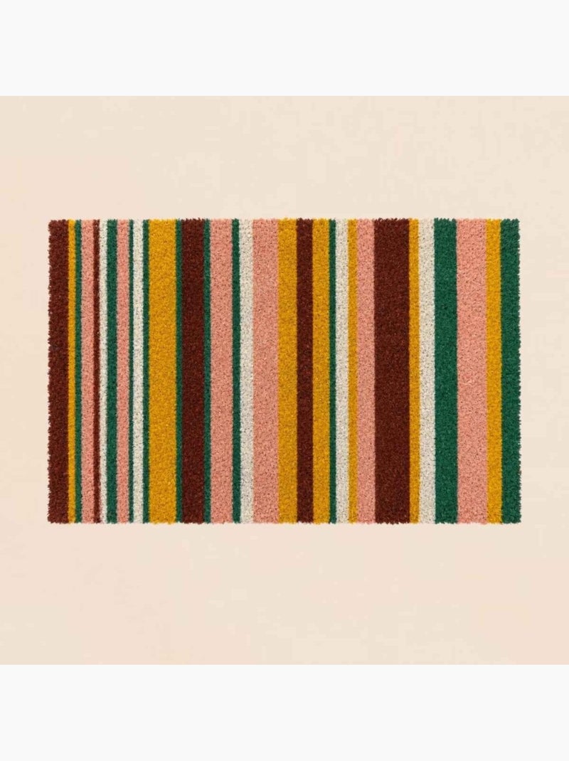 Paillasson imprimé rayures bayadères colorées 40x60cm Marron - Kiabi