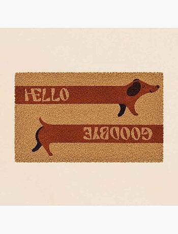 Paillasson imprimé teckel en fibres de coco 40x60cm