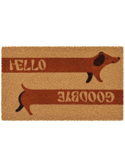 Paillasson imprimé teckel en fibres de coco 40x60cm - Kiabi