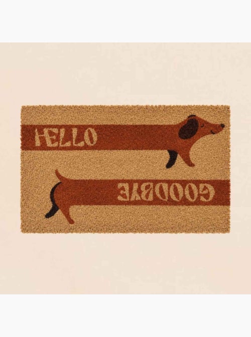 Paillasson imprimé teckel en fibres de coco 40x60cm - Kiabi