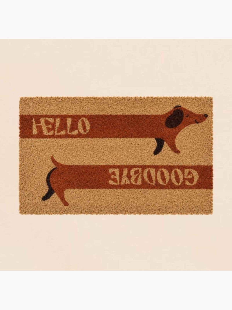Paillasson imprimé teckel en fibres de coco 40x60cm Marron - Kiabi