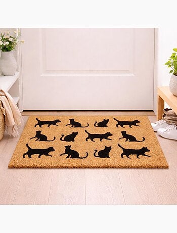 Paillasson motif animaux en relief, fibres naturelles tissées, catwalk
