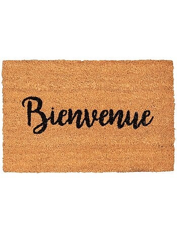 Paillasson motif texte en relief, naturel et robuste, bienvenue
