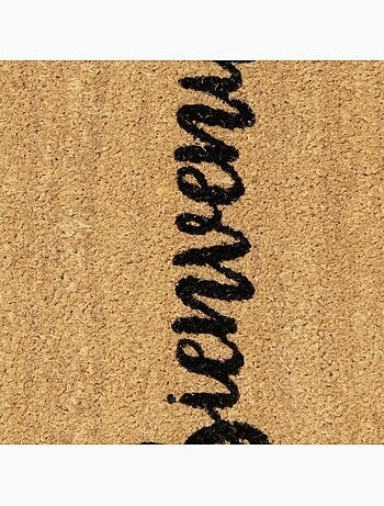 Paillasson motif texte en relief, naturel et robuste, bienvenue