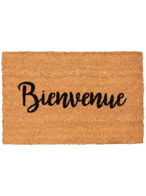 Paillasson motif texte en relief, naturel et robuste, bienvenue - Kiabi