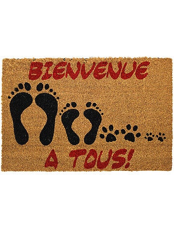 Paillasson rectangle 40 x 60 cm coco imprime bienvenue