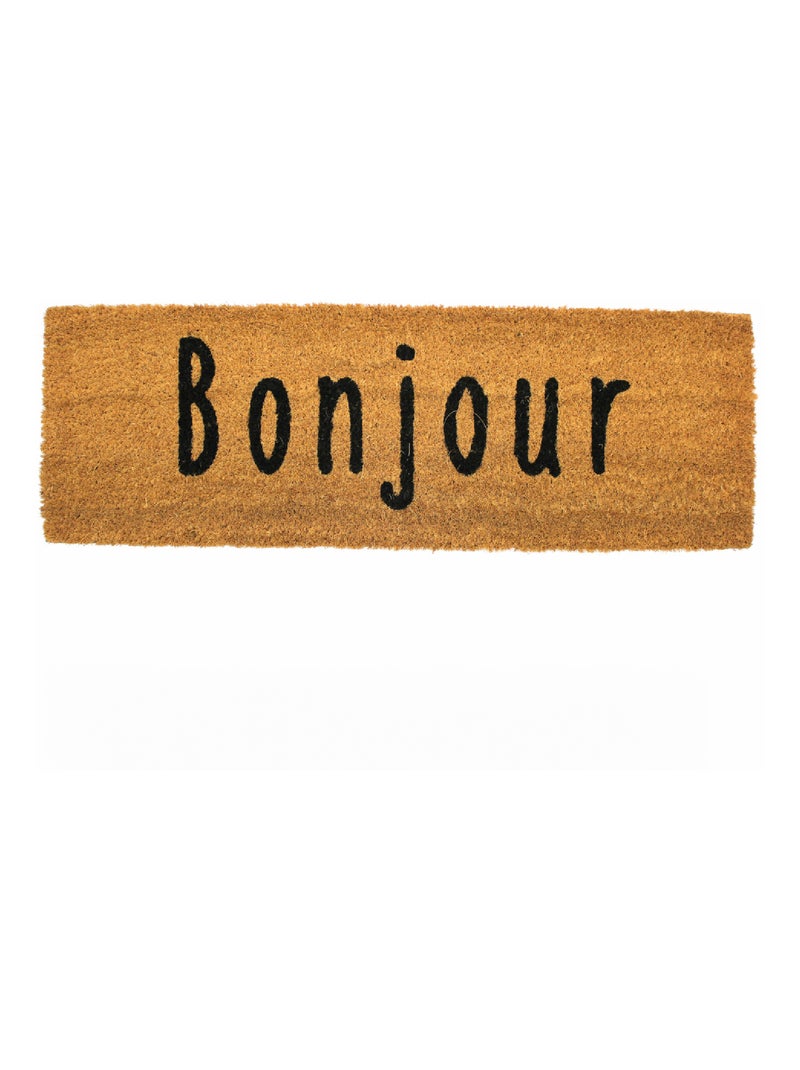 Paillasson Rectangle "Bonjour" Beige clair - Kiabi