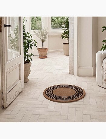 Paillasson rond coco contour imprimé fresque d60cm