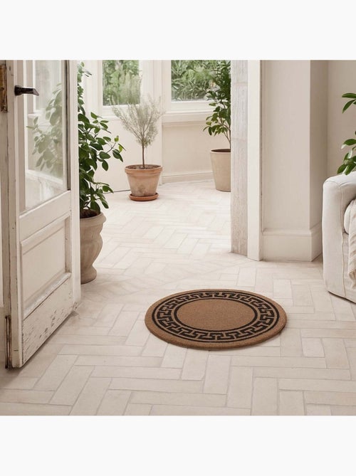 Paillasson rond coco contour imprimé fresque d60cm - Kiabi