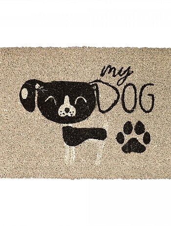 Paillasson tissé en coco motif animaux CHIEN