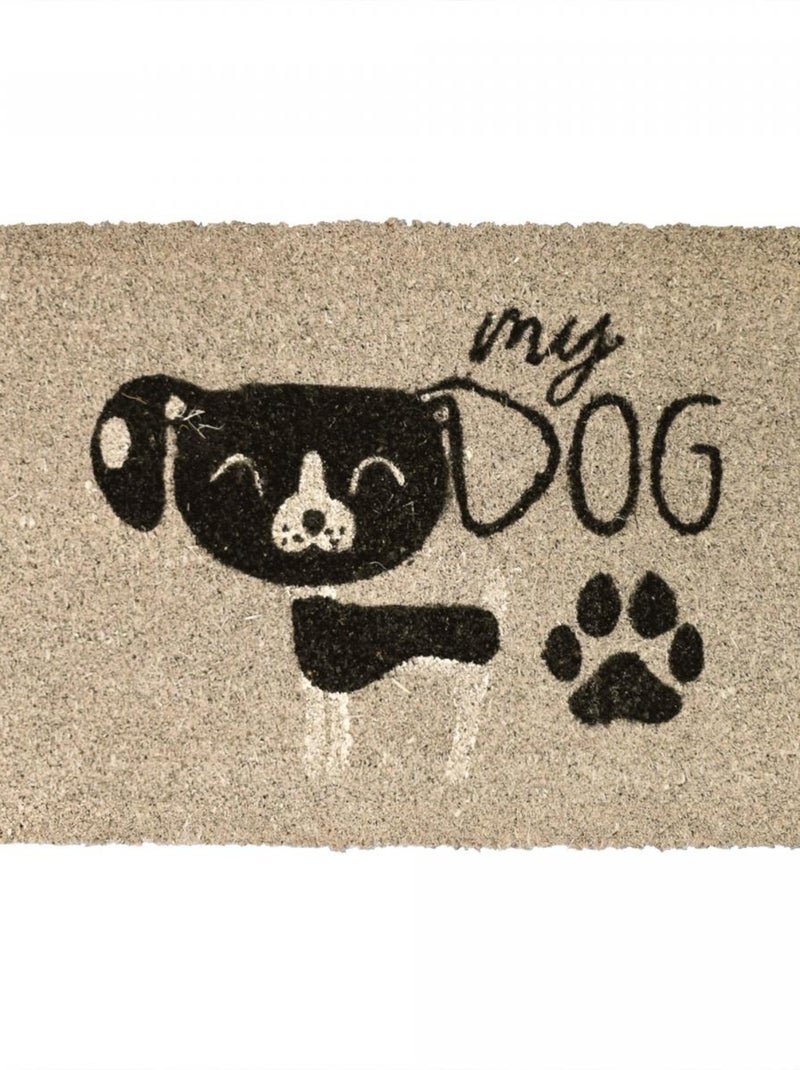 Paillasson tissé en coco motif animaux CHIEN Gris - Kiabi
