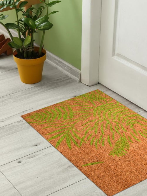 Paillasson tissé en coco motif floral FEUILLES - Kiabi