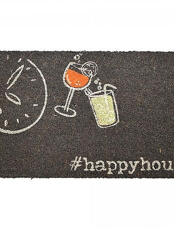 Paillasson tissé en coco motif fresque COCKTAIL