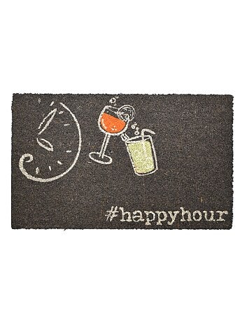 Paillasson tissé en coco motif fresque COCKTAIL