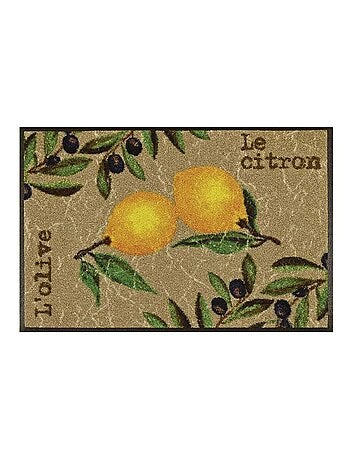 Paillasson tissé motif floral LE CITRON