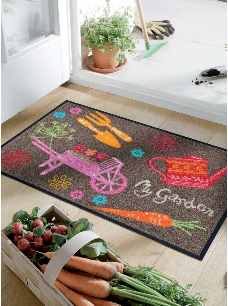 Paillasson tissé motif floral MARDEN Marron - Kiabi