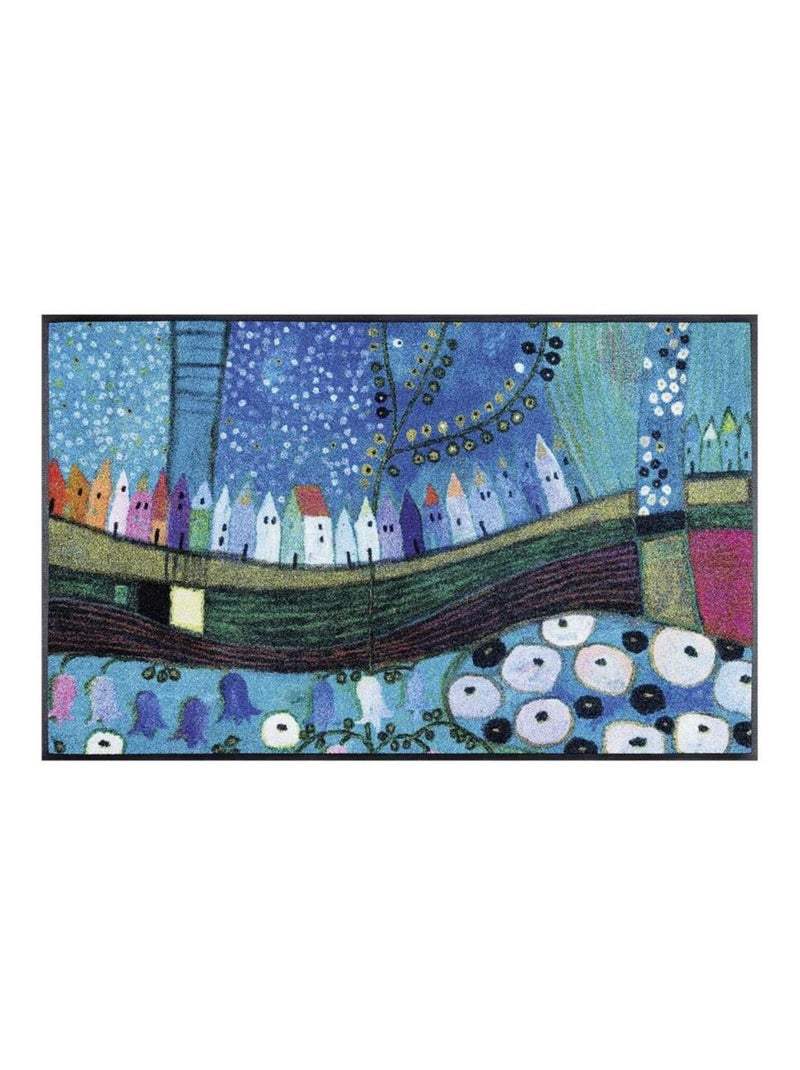 Paillasson tissé motif fresque STADIN Bleu - Kiabi