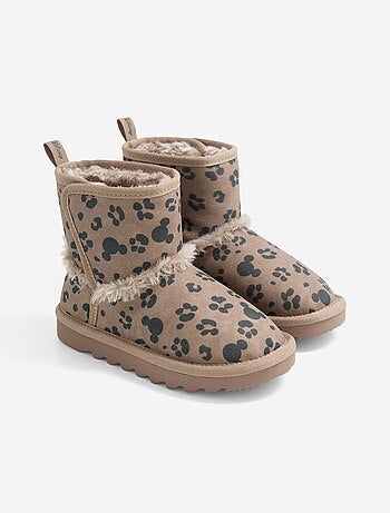Paire de boots à scratchs motif léopard 'Mickey' 'Disney'