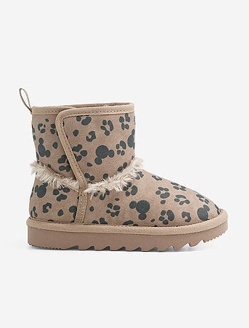 Paire de boots à scratchs motif léopard 'Mickey' 'Disney'
