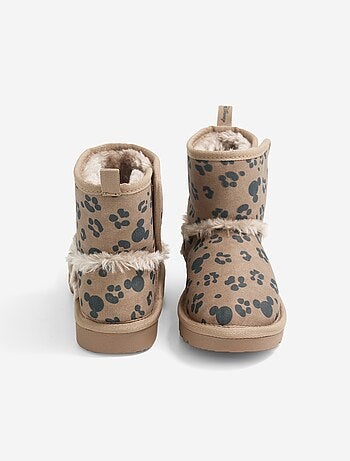 Paire de boots à scratchs motif léopard 'Mickey' 'Disney'