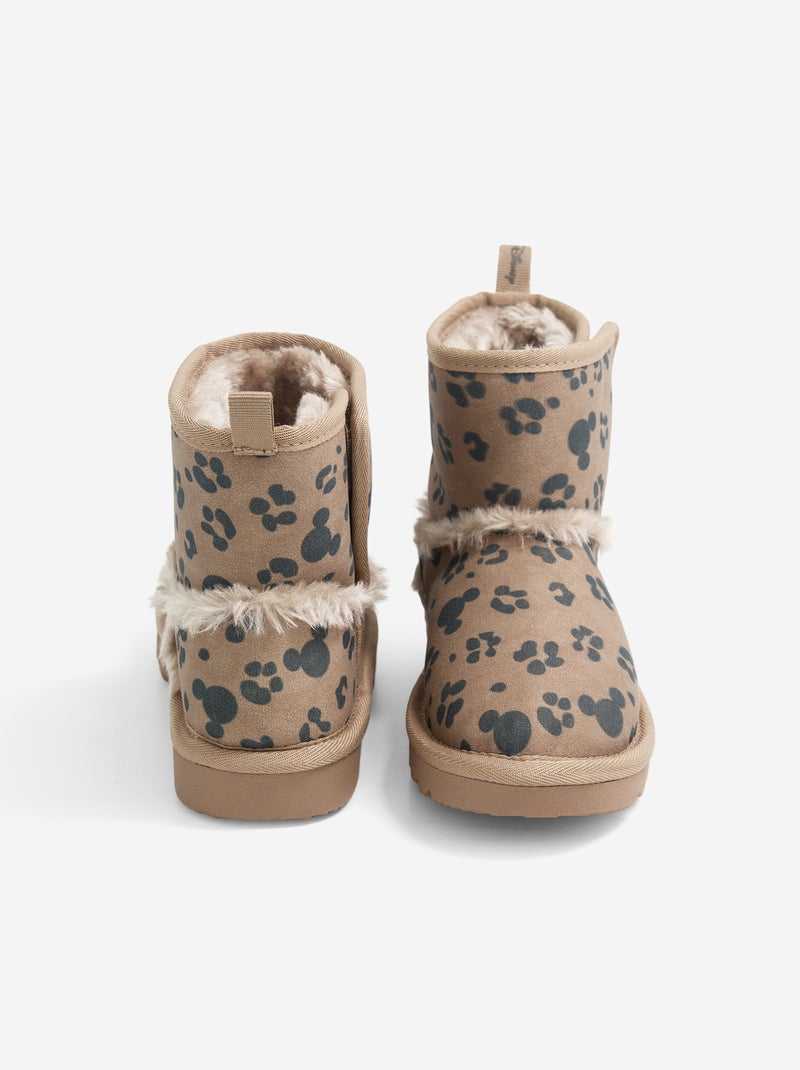 Paire de boots à scratchs motif léopard 'Mickey' 'Disney' Marron - Kiabi