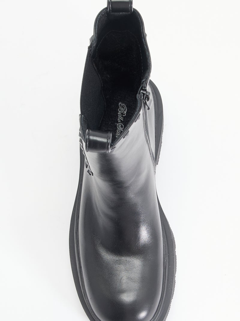 Paire de boots à talon avec clous fantaisie Noir - Kiabi