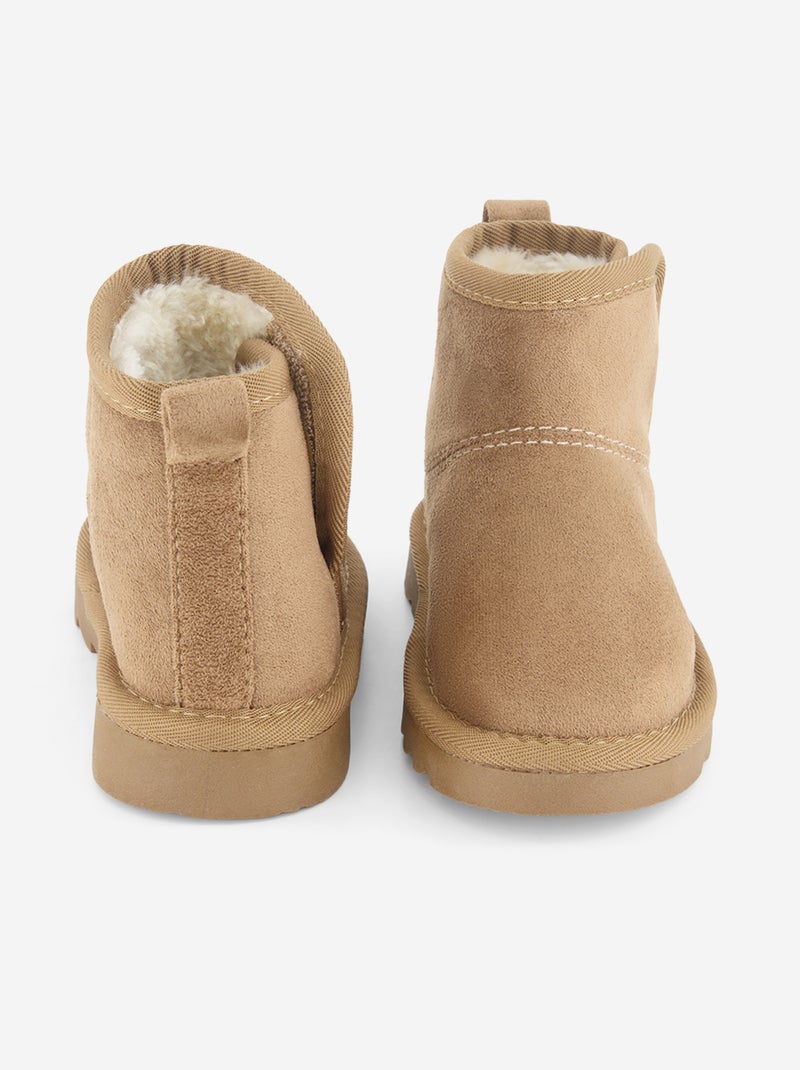 Paire de boots fourrées en suédine Marron - Kiabi
