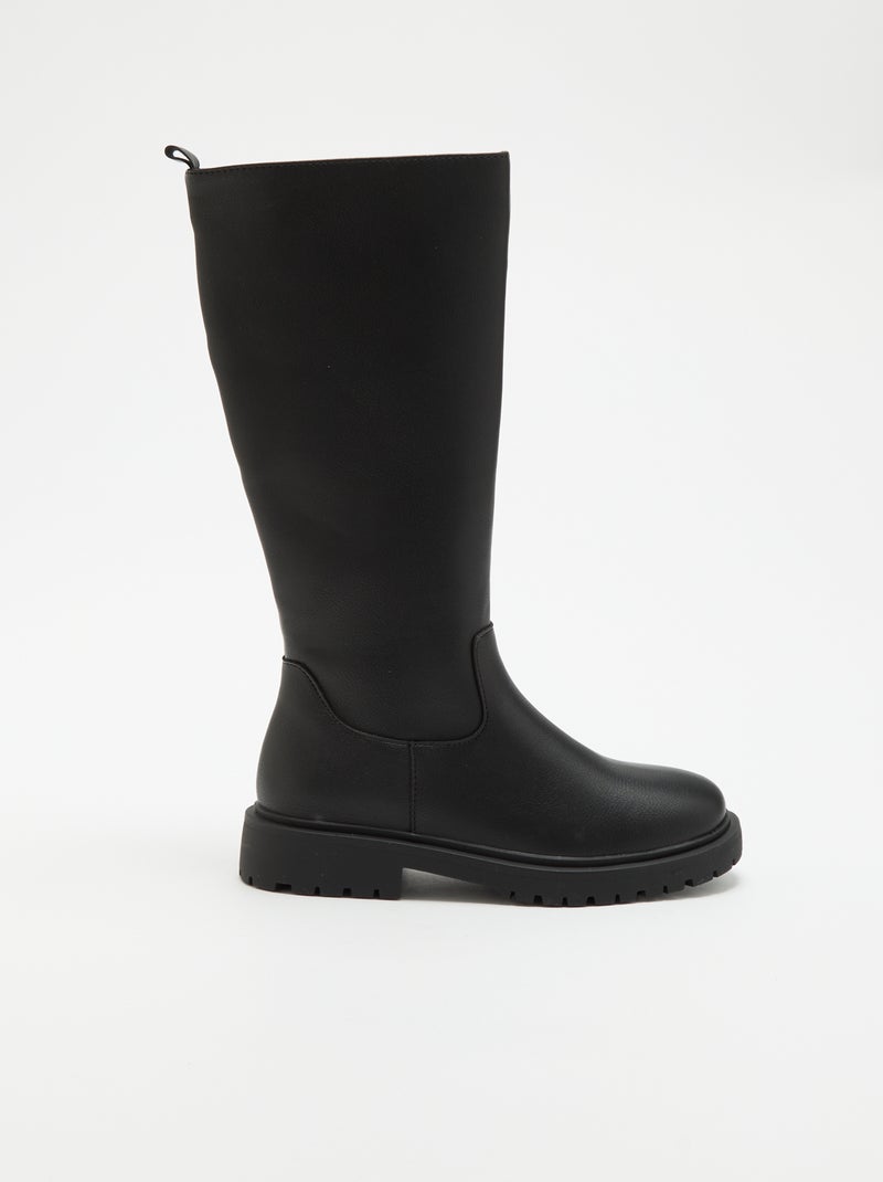 Paire de bottes montantes en simili Noir - Kiabi