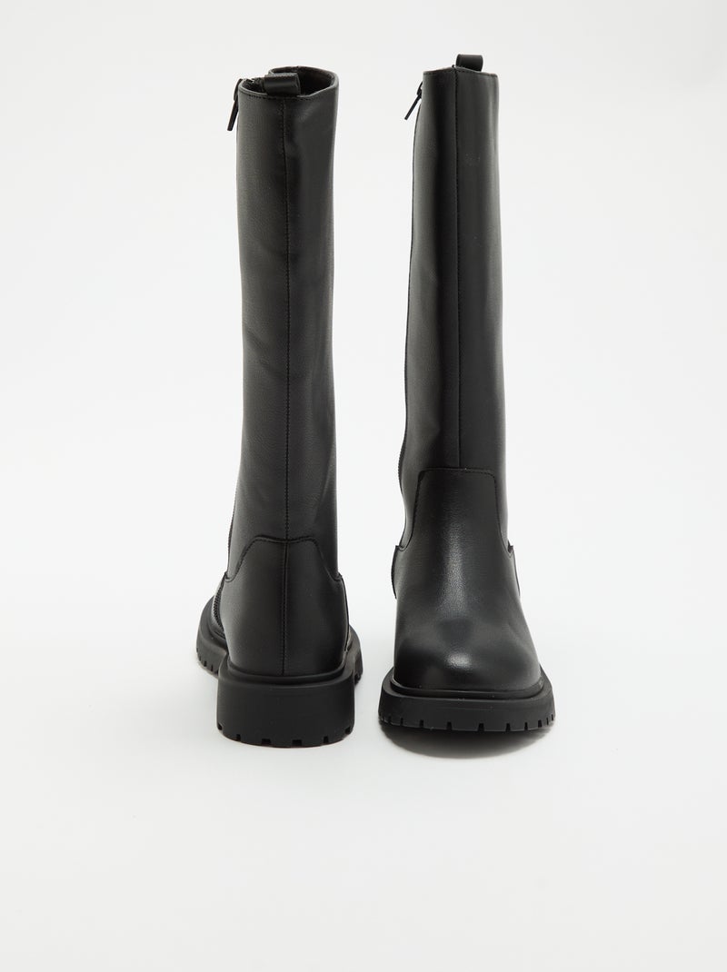 Paire de bottes montantes en simili Noir - Kiabi
