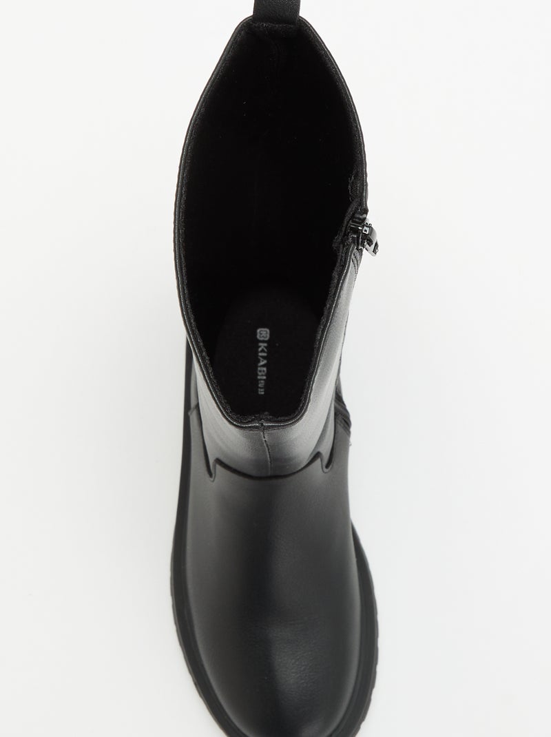 Paire de bottes montantes en simili Noir - Kiabi
