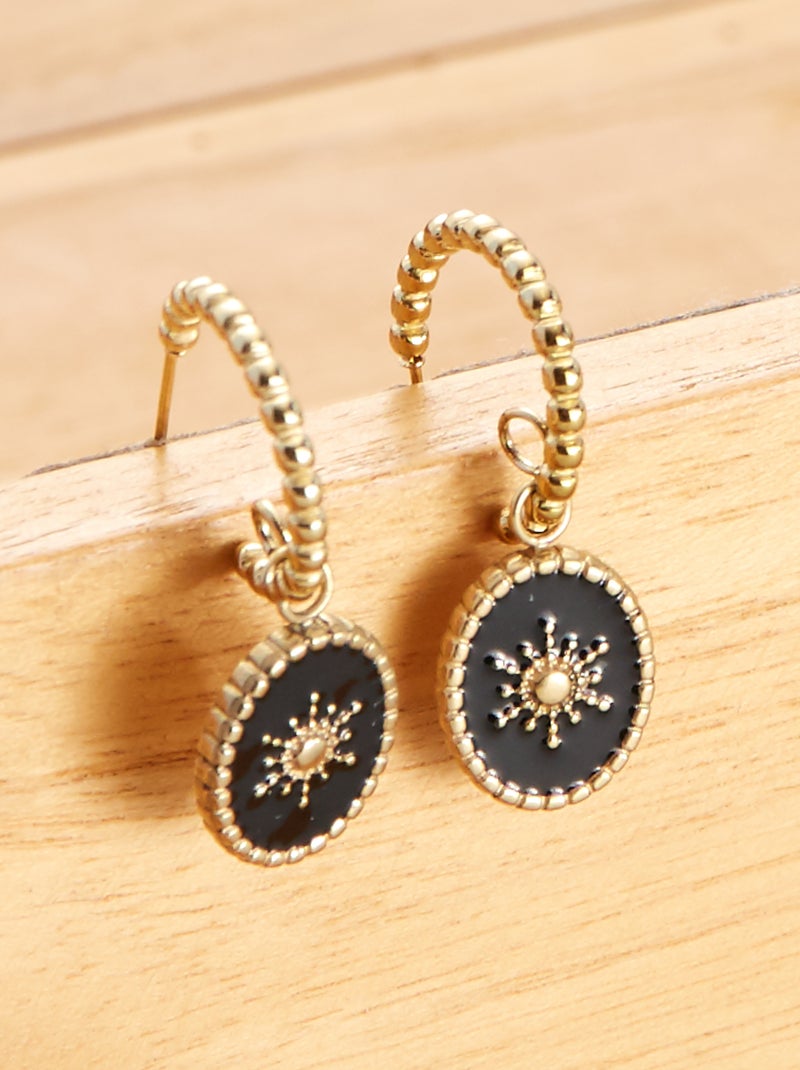 Paire de boucles d'oreilles pendantes JAUNE - Kiabi