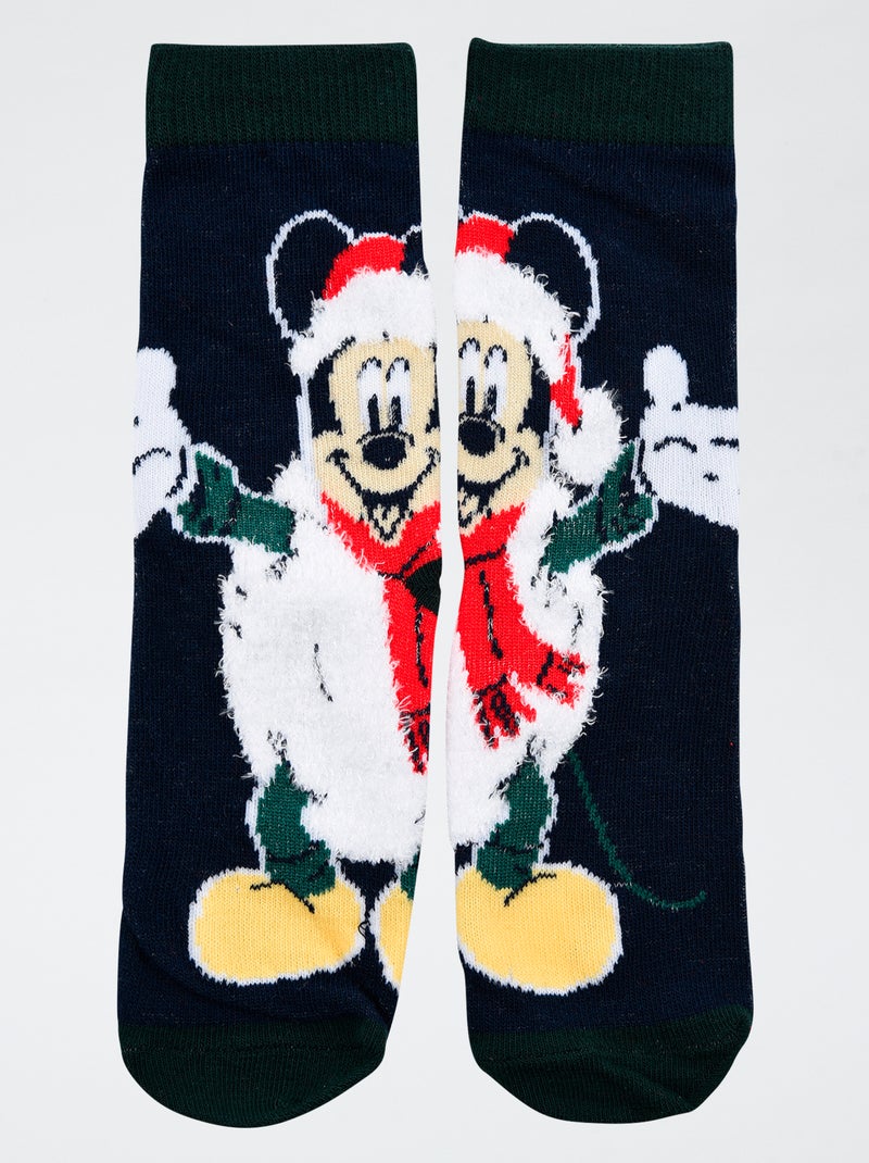 Paire de chaussette Noël 'Disney' 'Mickey' en coton Rouge - Kiabi
