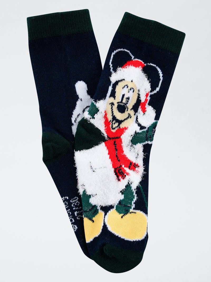 Paire de chaussette Noël 'Disney' 'Mickey' en coton Rouge - Kiabi