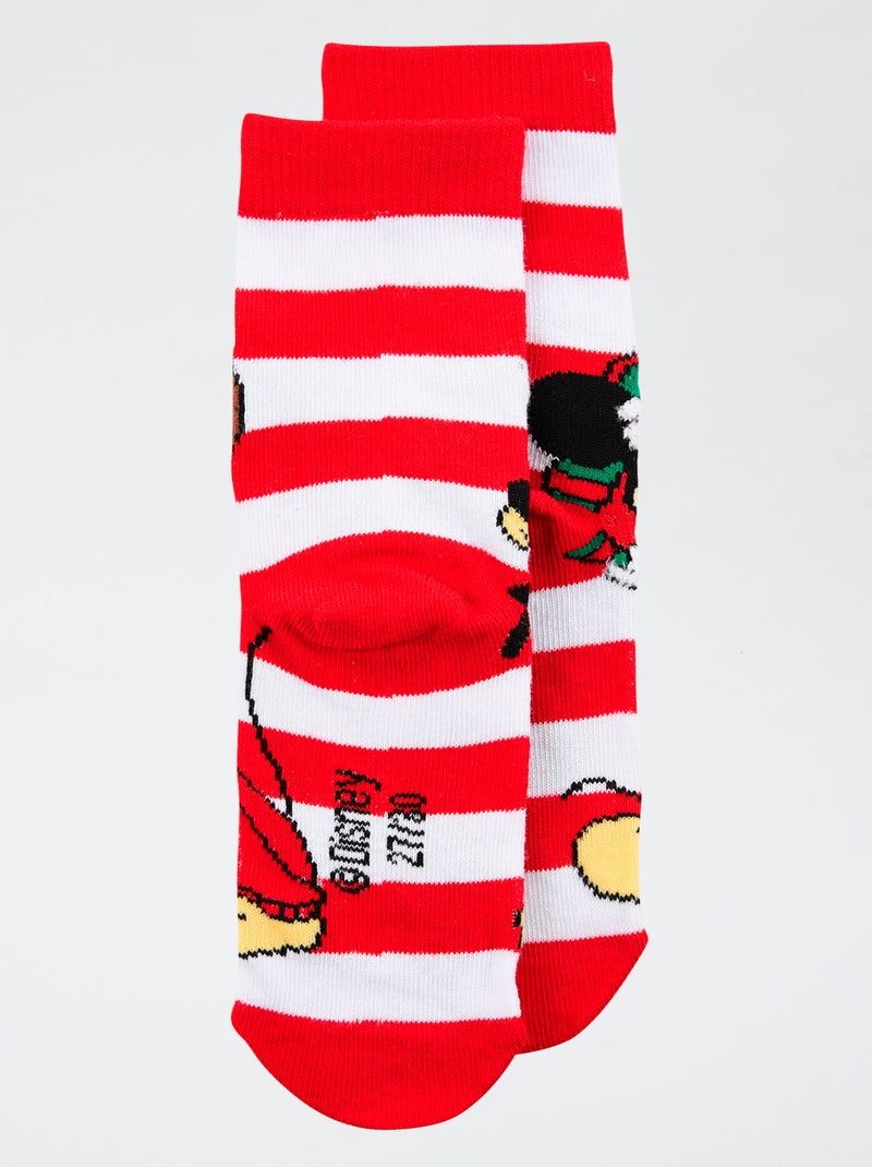 Paire de chaussette Noël 'Disney' 'Mickey' en coton Vert - Kiabi