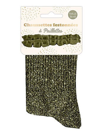 Paire de chaussettes à paillettes à feston orange