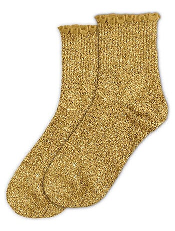 Paire de chaussettes à paillettes à feston orange