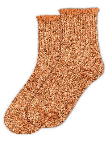 Paire de chaussettes à paillettes à feston orange