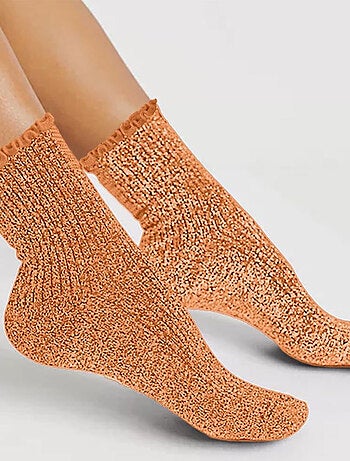Paire de chaussettes à paillettes à feston orange