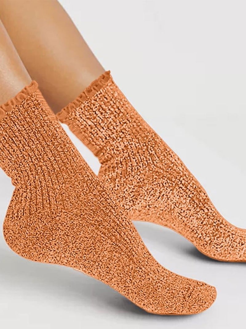 Paire de chaussettes à paillettes à feston orange Orange - Kiabi