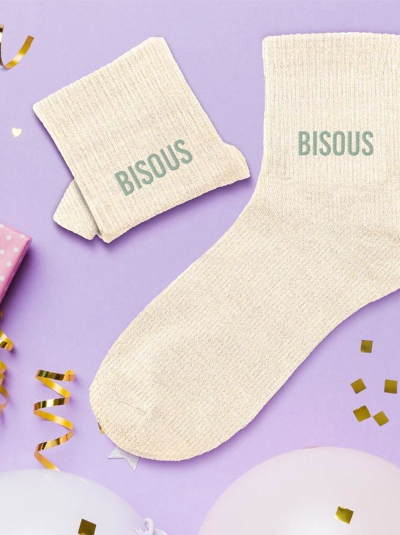 Paire de chaussettes à paillettes bisous Beige - Kiabi