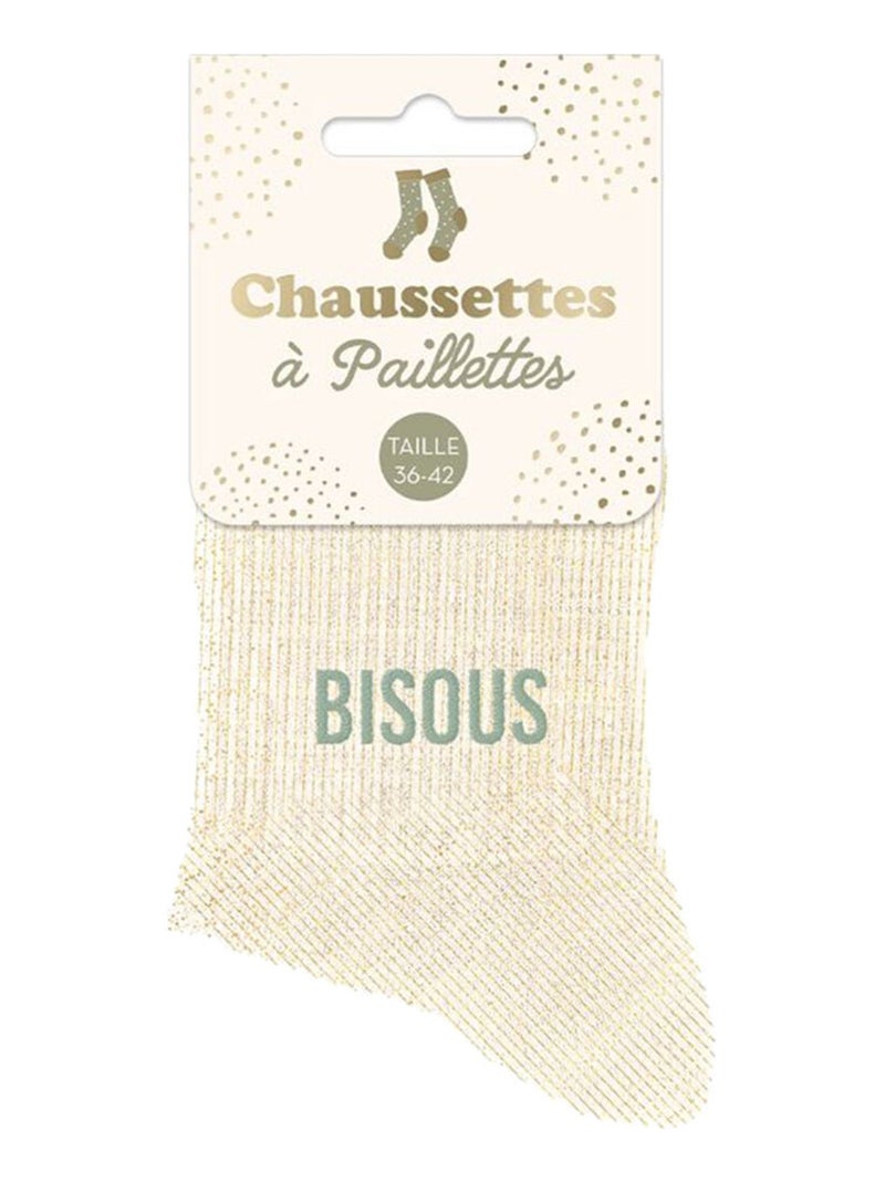 Paire de chaussettes à paillettes bisous Beige - Kiabi