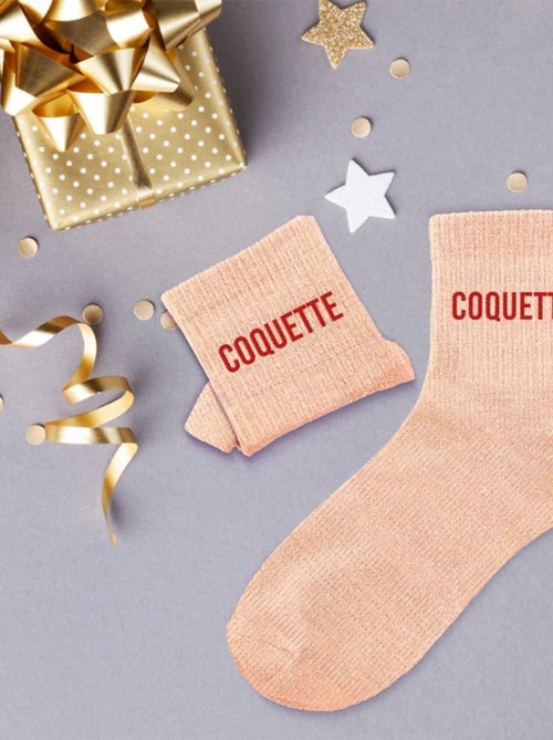 Paire de chaussettes à paillettes Coquette Orange Clair - Kiabi