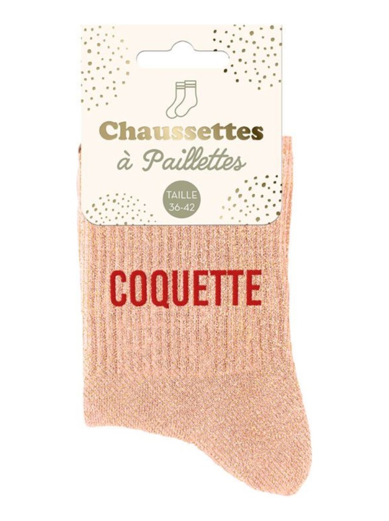 Paire de chaussettes à paillettes Coquette Orange Clair Orange clair - Kiabi