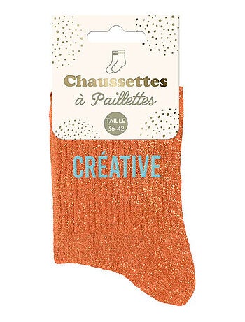 Paire de chaussettes à paillettes Créative Orange