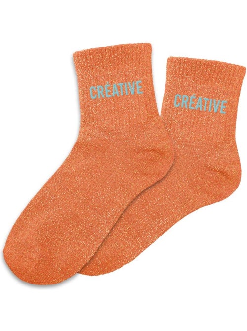 Paire de chaussettes à paillettes Créative Orange - Kiabi