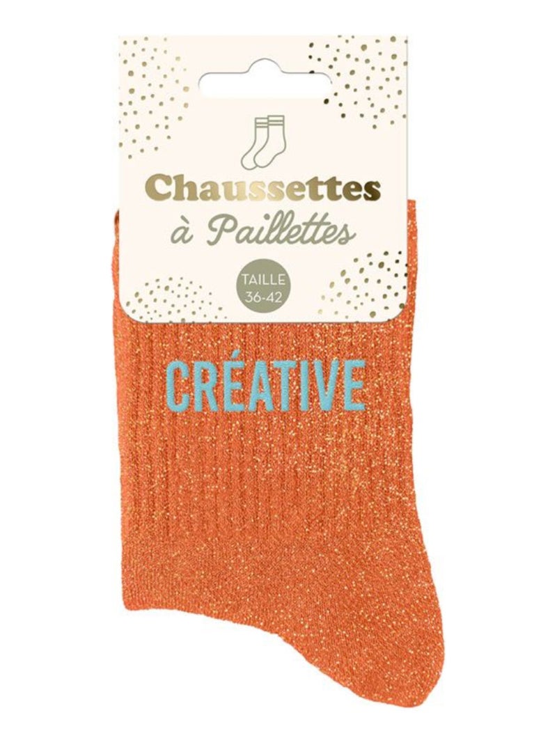 Paire de chaussettes à paillettes Créative Orange Orange - Kiabi