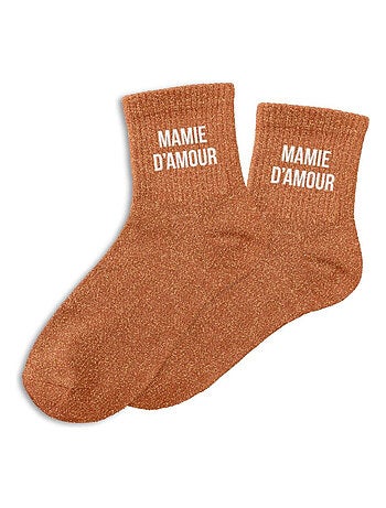 Paire de chaussettes à paillettes Mamie d'Amour Orange