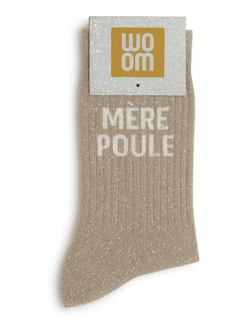 Paire de Chaussettes à Paillettes "Mère-Poule" - Cadeau Maman - Taille Unique 36-40 - Kiabi