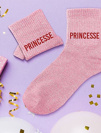 Paire de chaussettes à paillettes princesse rose