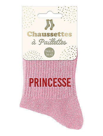 Paire de chaussettes à paillettes princesse rose